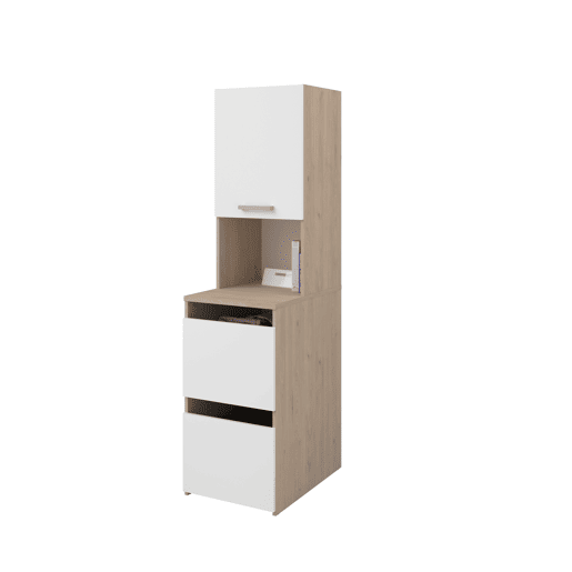 Módulo alto NEXO 43 cm com 3 portas, carvalho e branco