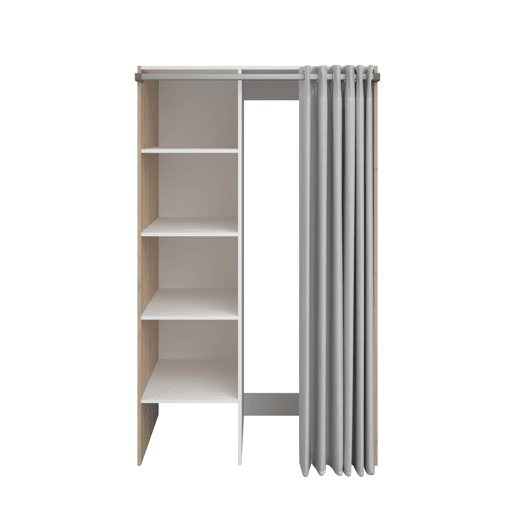 Módulo alto NEXO 111 cm com cortina, carvalho e branco Módulo alto NEXO 111 cm com cortina, carvalho e branco