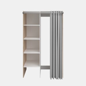 Módulo alto NEXO 111 cm com cortina, carvalho e branco