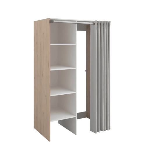 Módulo alto NEXO 111 cm com cortina, carvalho e branco Módulo alto NEXO 111 cm com cortina, carvalho e branco