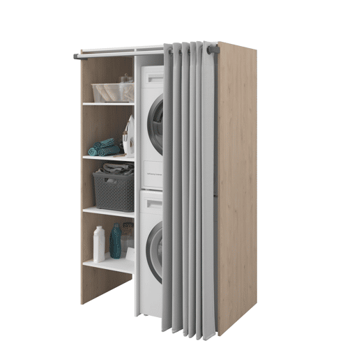 Módulo alto NEXO 111 cm com cortina, carvalho e branco Módulo alto NEXO 111 cm com cortina, carvalho e branco