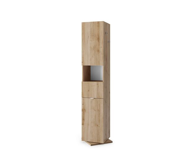 Armario giratorio napoli con puertas y espejo 188x35x35cm roble