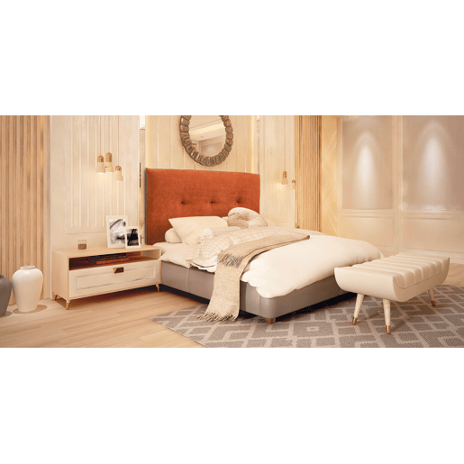 Cabeceira RUBENS 160x115x12 cm tecido cor ferrugem