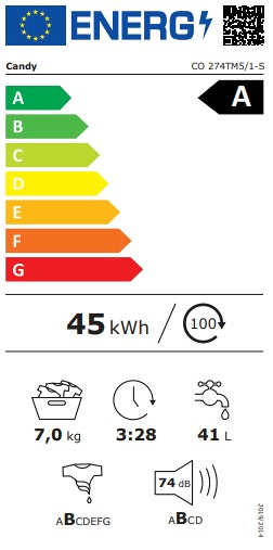 Máquina de lavar roupa CANDY CO 274TM51-S 7kg 1200 RPM