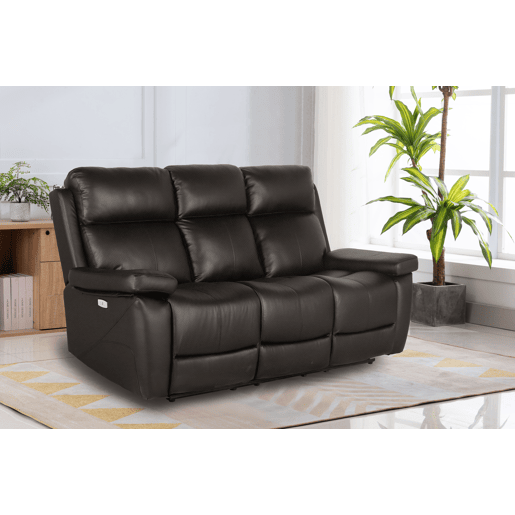 Sofá de 3 assentos com 2 lugares relax elétricos THEA castanho