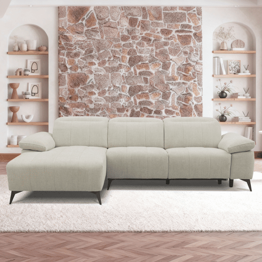 Chaise longue esquerda ANDY com relax elétrico cor bege Chaise longue esquerda ANDY com relax elétrico cor bege