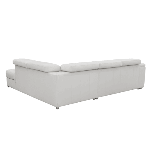 Sofá de canto direito com cama em pele MAYA cor branco
