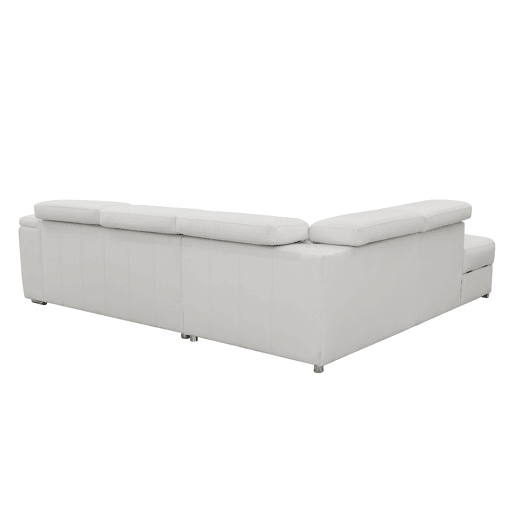 Sofá de canto esquerdo com cama em pele MAYA cor branco Sofá de canto esquerdo com cama em pele MAYA cor branco