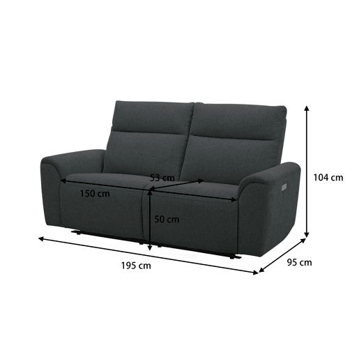 Sofá 3 lugares e 2 assentos relax elétricos TOBY cor cinza escuro Sofá 3 lugares e 2 assentos relax elétricos TOBY cor cinza escuro