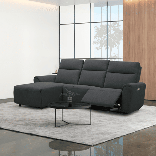 Chaise longue esquerda e relax elétrico TOBY cinza escuro