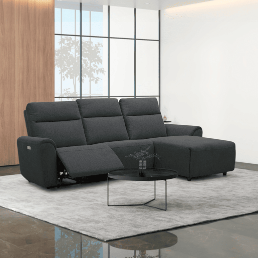 Chaise longue direita e relax elétrico TOBY cinzento escuro