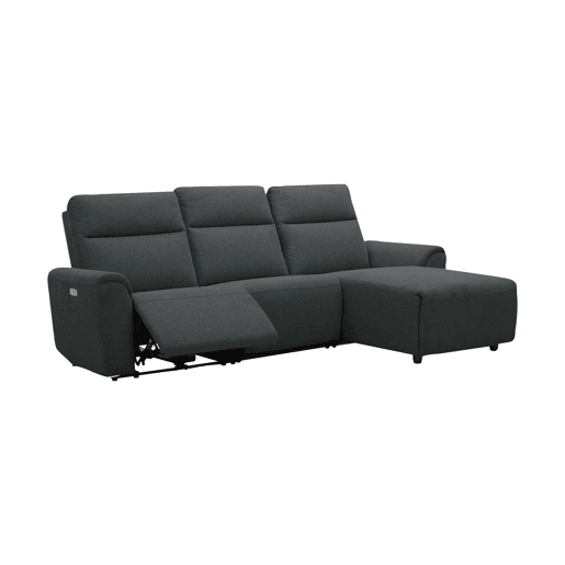 Chaise longue direita e relax elétrico TOBY cinzento escuro
