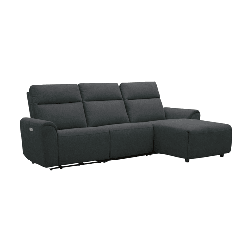Chaise longue direita e relax elétrico TOBY cinzento escuro