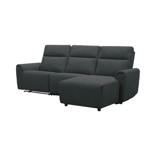 Chaise longue direita e relax elétrico TOBY cinzento escuro