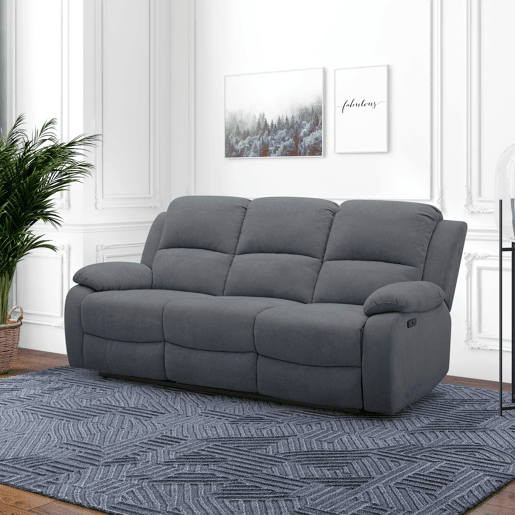 Sofá de 3 lugares 3 assentos relax elétricos RYAN cinzento escuro