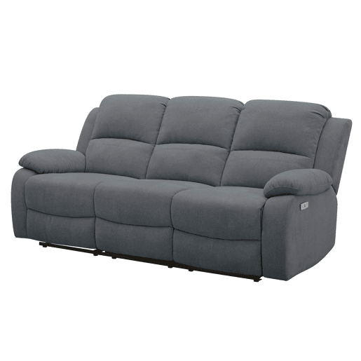 Sofá de 3 lugares 3 assentos relax elétricos RYAN cinzento escuro