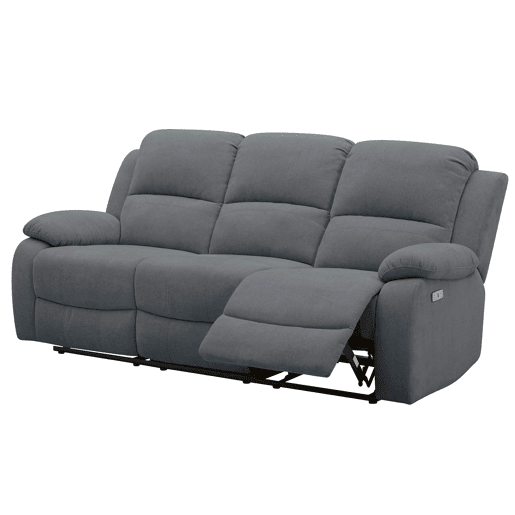 Sofá de 3 lugares 3 assentos relax elétricos RYAN cinzento escuro