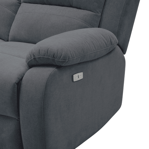 Sofá de 3 lugares 3 assentos relax elétricos RYAN cinzento escuro