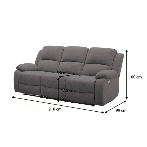 Sofá de 3 lugares 3 assentos relax elétricos RYAN vison Sofá de 3 lugares 3 assentos relax elétricos RYAN vison