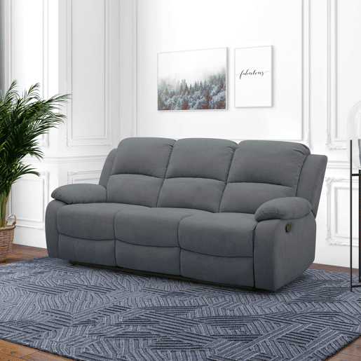 Sofá de 3 lugares 2 assentos relax manual RYAN cinza escuro