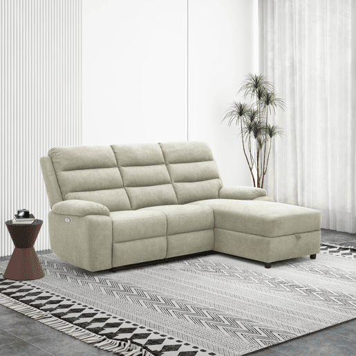 Chaise longue direita AMANDA relax elétrico cor cinza claro