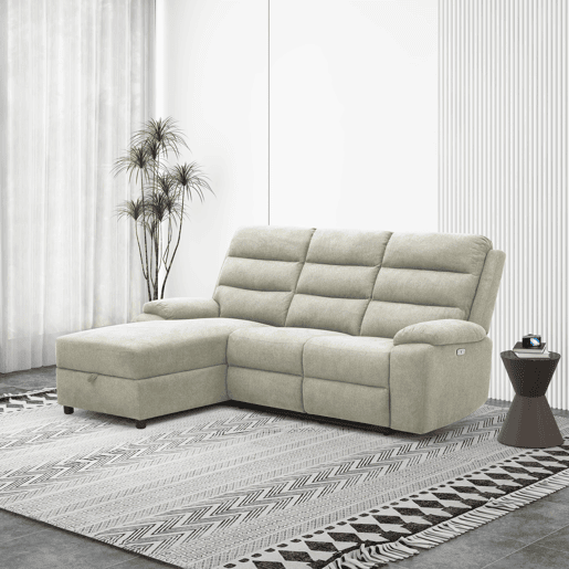 Chaise longue esquerda AMANDA relax elétrico cor cinza claro Chaise longue esquerda AMANDA relax elétrico cor cinza claro