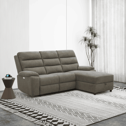Chaise longue direita AMANDA relax elétrico cor vison