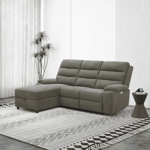 Chaise longue esquerda AMANDA relax elétrico cor vison