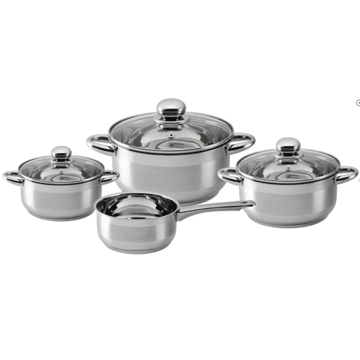 Bateria de cozinha em aço inoxidável 7 pecas