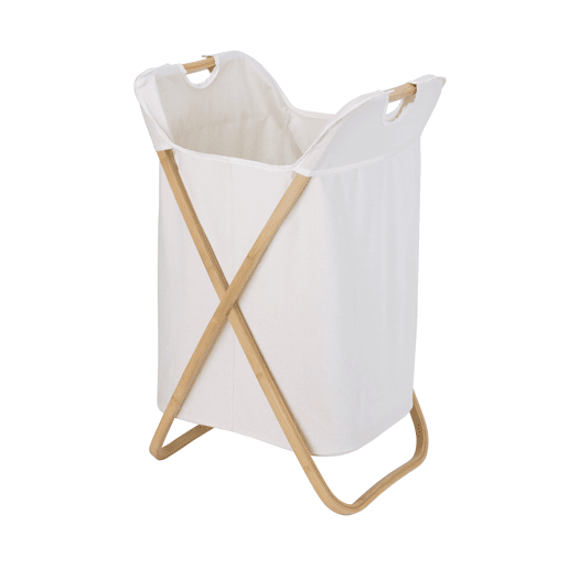 Cesto de roupa NORDIC em bambu e tecido 70x40x36cm bege
