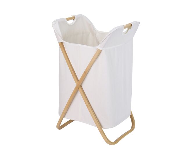 Cesto de ropa nordic bamboo y tela 70x40x36cm beige