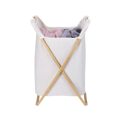 Cesto de roupa NORDIC em bambu e tecido 70x40x36cm bege