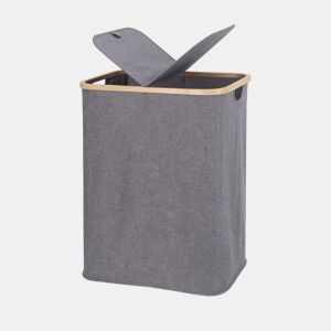 Cesto de roupa ECI em bambu e tecido 67x54x34cm cinza