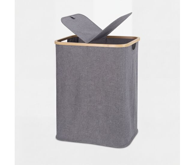 Cesto de ropa eci bamboo y tela 67x54x34cm gris