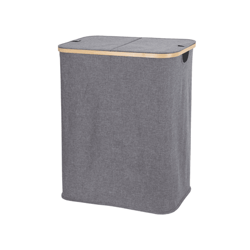 Cesto de roupa ECI em bambu e tecido 67x54x34cm cinza