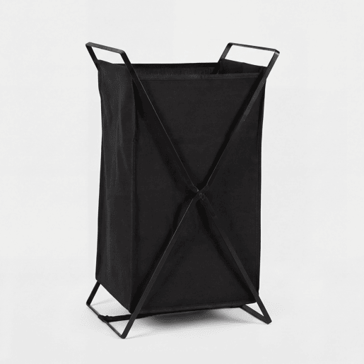 Cesto de roupa TOKIO tecido e metal 64x36x30cm preto
