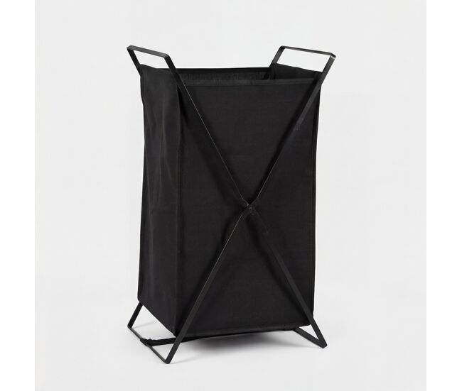 Cesto de ropa tokio tela y metal 64x36x30cm negro