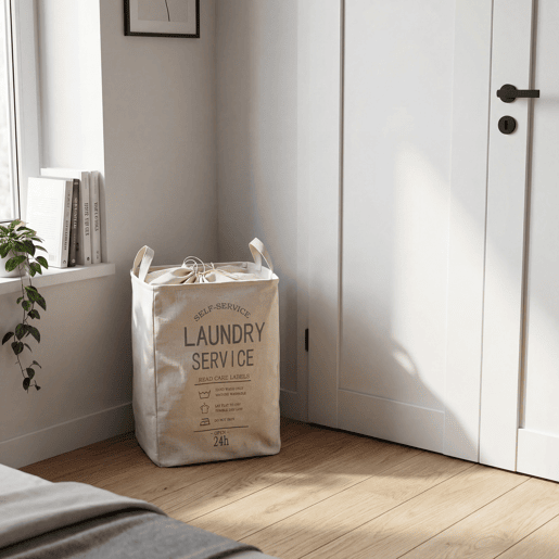Cesto de roupa LAUNDRY tecido 53x40x27cm branco