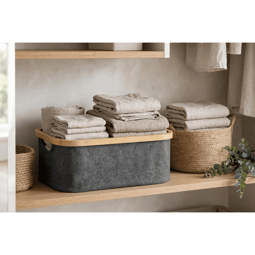 Cesto ECI BAMBOO 16x38x26cm cor cinza Cesto ECI BAMBOO 16x38x26cm cor cinza