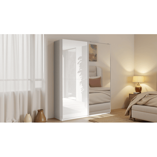 Roupeiro SWING 230x180cm portas de correr 1 com espelho branco
