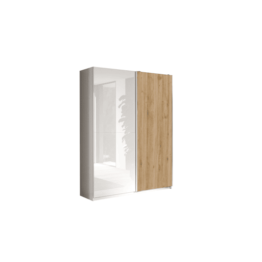 Roupeiro SWING 230x180cm portas de correr branco e carvalho