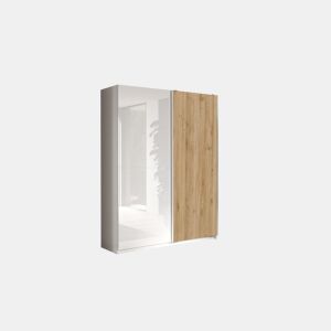 Roupeiro SWING 230x180cm portas de correr branco e carvalho
