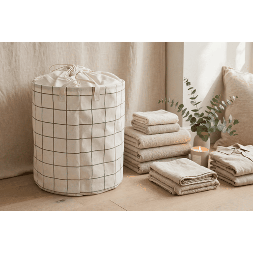 Cesto de roupa HOUSE tecido 45x40x40cm cor branco Cesto de roupa HOUSE tecido 45x40x40cm cor branco