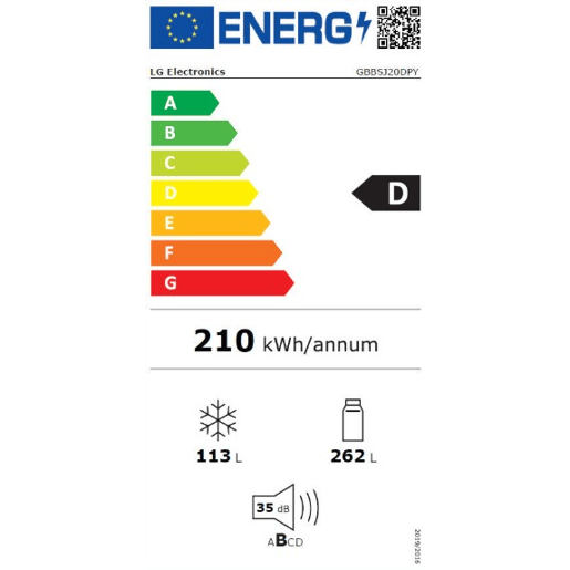 Combinado LG GBBSJ20DPY 375 litros No Frost