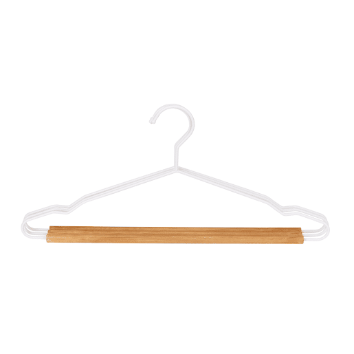 Conjunto 3 cabides WOOD em madeira e metal 20x42x1,2cm cor branco