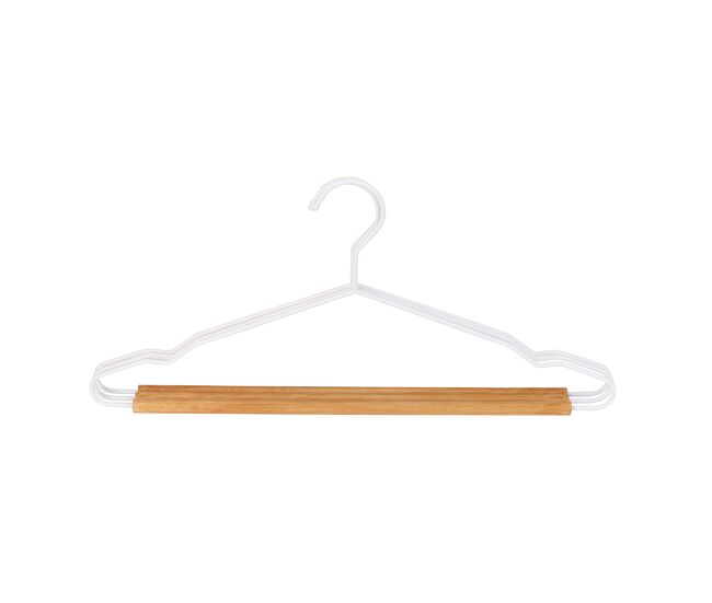 Set de 3 perchas wood metal y madera 20x42x1,2cm color blanco - conforama