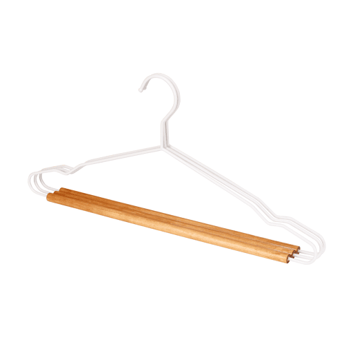 Conjunto 3 cabides WOOD em madeira e metal 20x42x1,2cm cor branco