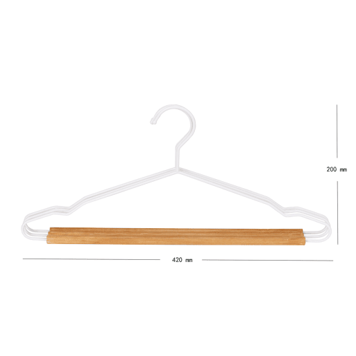 Conjunto 3 cabides WOOD em madeira e metal 20x42x1,2cm cor branco