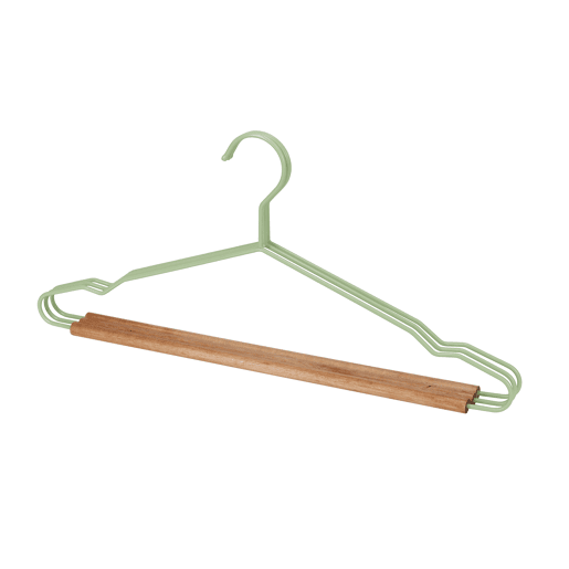 Conjunto 3 cabides WOOD em madeira e metal 20x42x1,2cm cor cinza