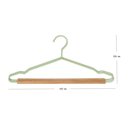 Conjunto 3 cabides WOOD em madeira e metal 20x42x1,2cm cor cinza